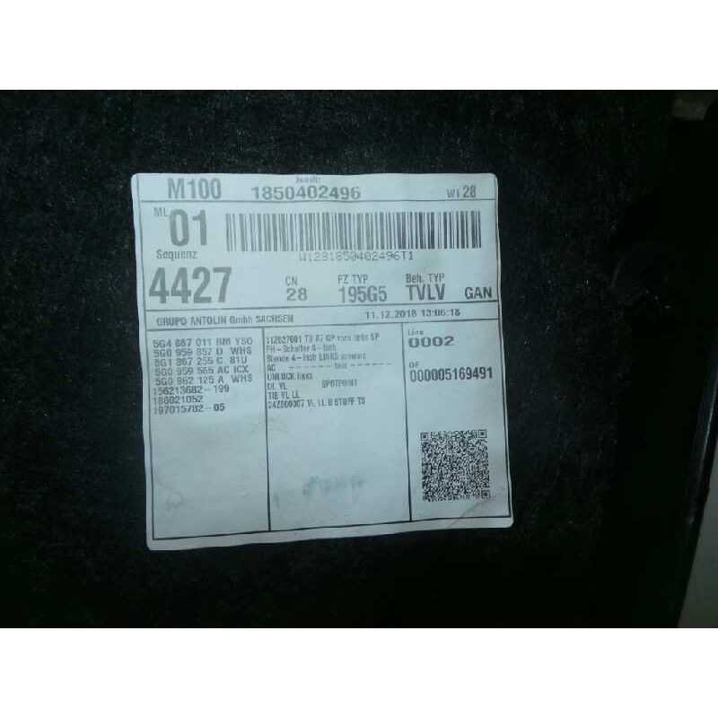 Recambio de guarnecido puerta delantera izquierda para volkswagen golf vii variant (bv5) 1.6 tdi referencia OEM IAM   