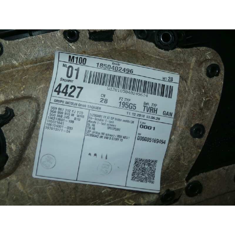 Recambio de guarnecido puerta trasera derecha para volkswagen golf vii variant (bv5) 1.6 tdi referencia OEM IAM   