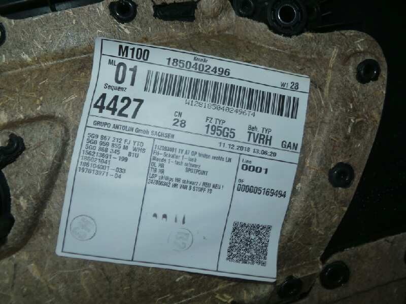 Recambio de guarnecido puerta trasera derecha para volkswagen golf vii variant (bv5) 1.6 tdi referencia OEM IAM   