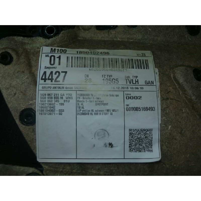 Recambio de guarnecido puerta trasera izquierda para volkswagen golf vii variant (bv5) 1.6 tdi referencia OEM IAM   