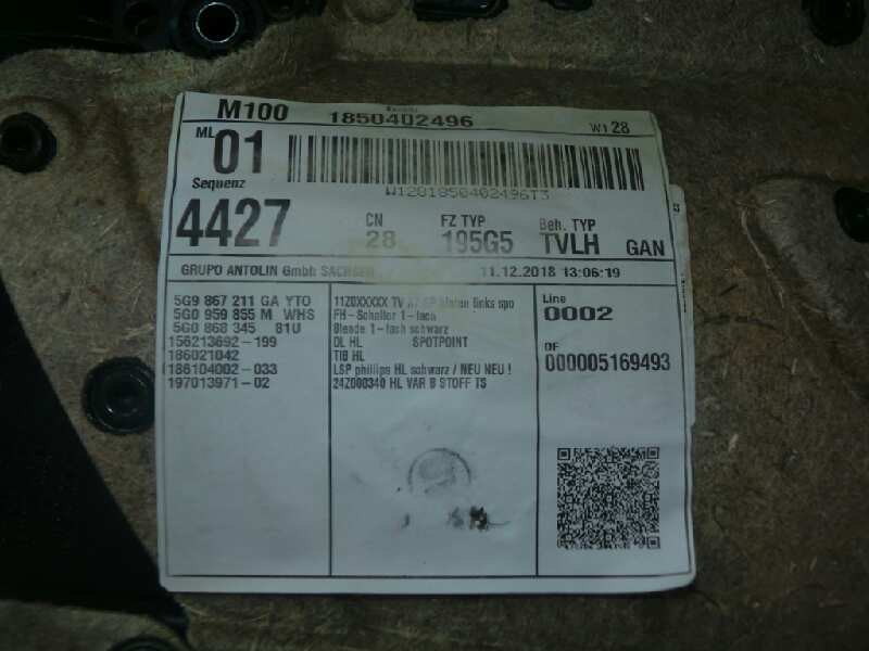 Recambio de guarnecido puerta trasera izquierda para volkswagen golf vii variant (bv5) 1.6 tdi referencia OEM IAM   