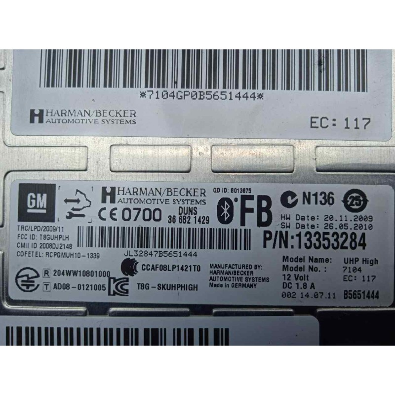 Recambio de modulo electronico para opel insignia berlina 2.0 cdti cat referencia OEM IAM 13353284  
