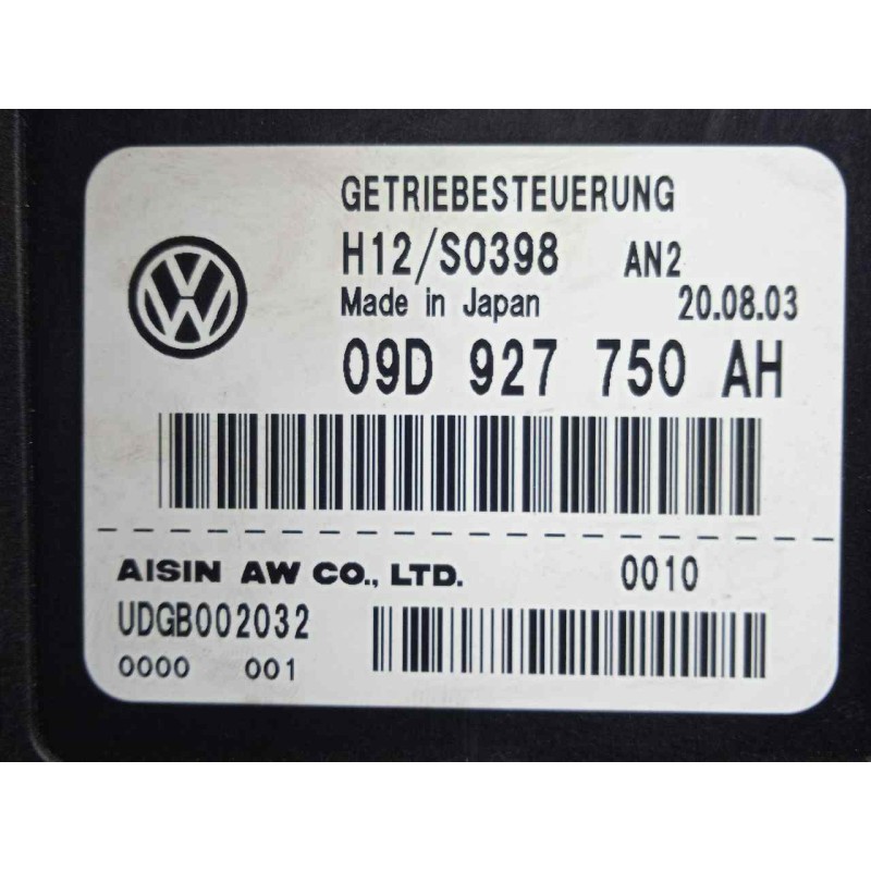 Recambio de centralita cambio automatico para volkswagen touareg (7la) 5.0 v10 tdi cat (ayh) referencia OEM IAM 09D927750AH-H12S