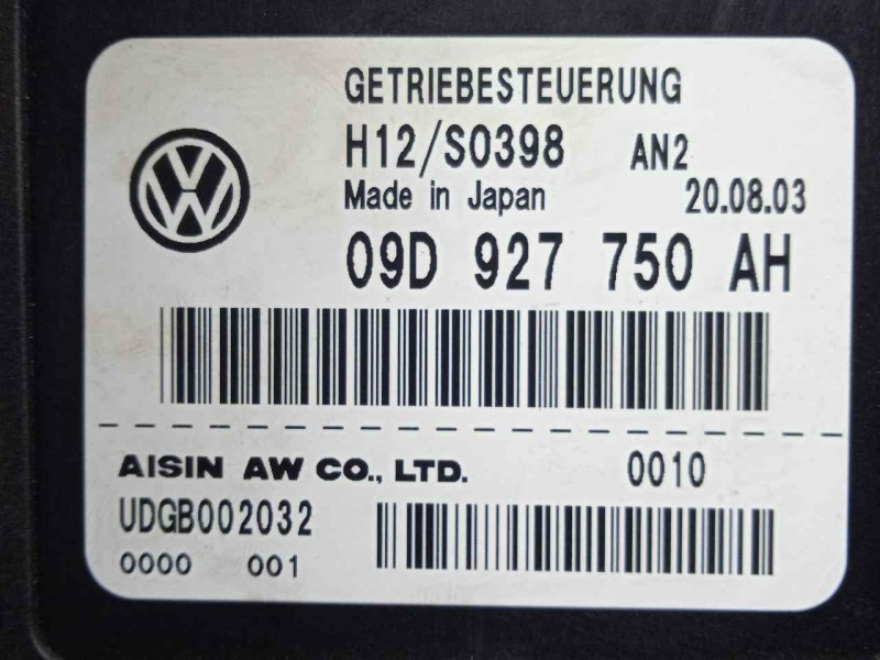 Recambio de centralita cambio automatico para volkswagen touareg (7la) 5.0 v10 tdi cat (ayh) referencia OEM IAM 09D927750AH-H12S