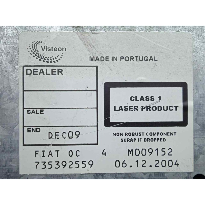 Recambio de sistema audio / radio cd para fiat stilo (192) 1.9 jtd cat referencia OEM IAM 735392559  