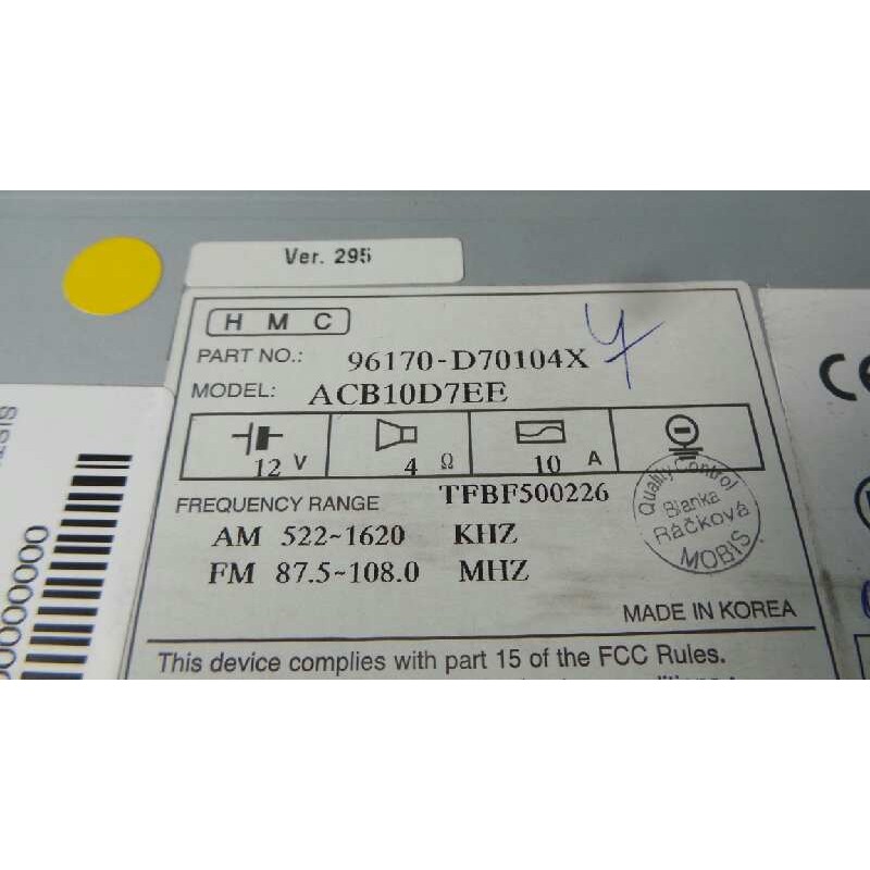 Recambio de sistema audio / radio cd para hyundai tucson referencia OEM IAM 96170D70104X  