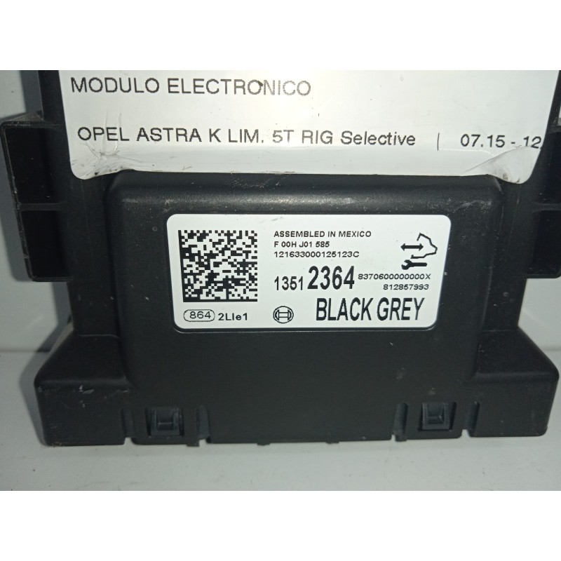 Recambio de modulo electronico para opel astra k lim. 5türig selective referencia OEM IAM 13512364-8370600000000X-812857993  