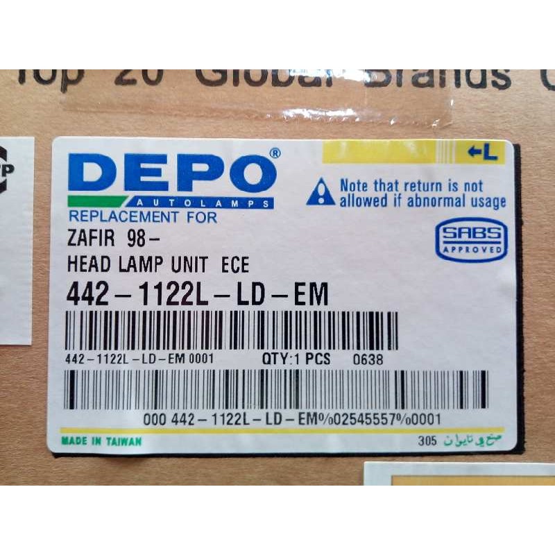 Recambio de faro izquierdo para opel zafira a referencia OEM IAM 11536501 ZAFIRA.A SIN USAR