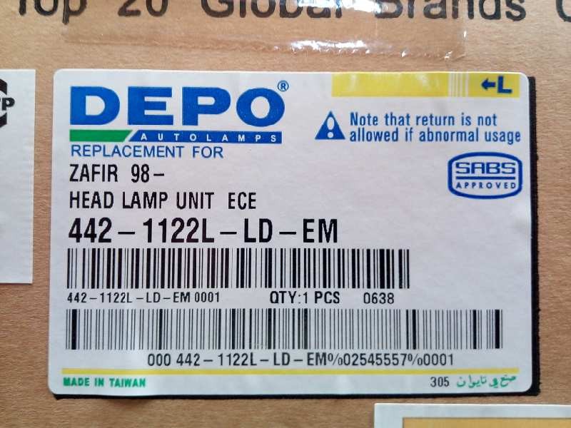 Recambio de faro izquierdo para opel zafira a referencia OEM IAM 11536501 ZAFIRA.A SIN USAR