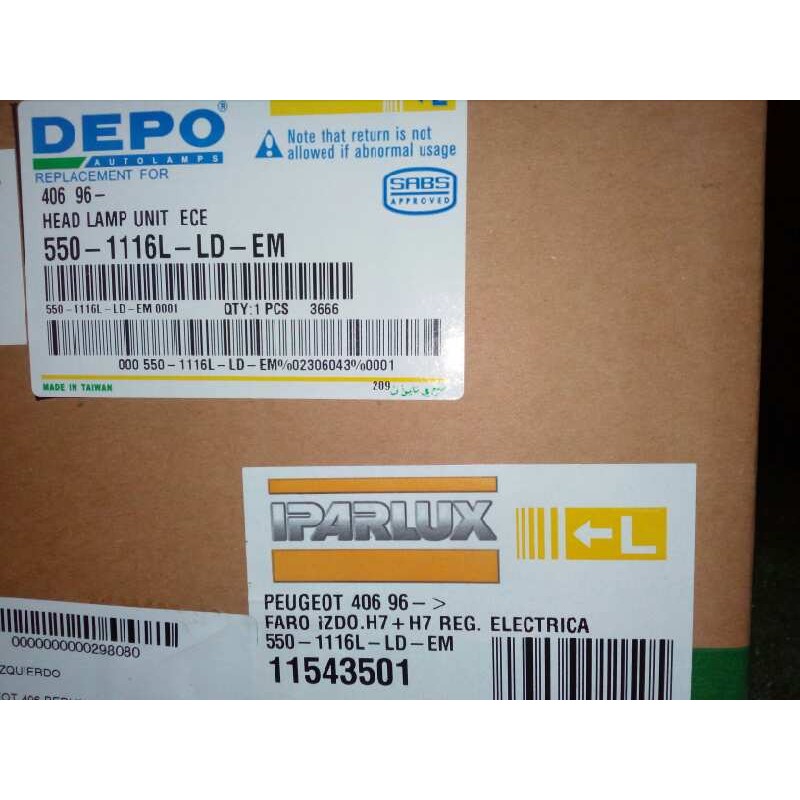 Recambio de faro izquierdo para peugeot 406 berlina (s1/s2) referencia OEM IAM 11543501 95-99 - SIN USO 