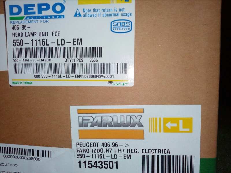 Recambio de faro izquierdo para peugeot 406 berlina (s1/s2) referencia OEM IAM 11543501 95-99 - SIN USO 