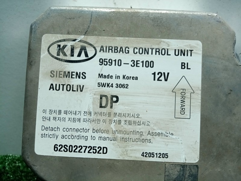 Recambio de centralita airbag para kia sorento 2.5 crdi cat referencia OEM IAM 959103E100-5WK43062-62S0227252D  
