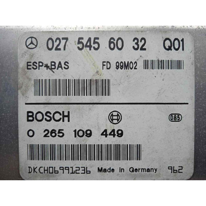 Recambio de centralita esp para mercedes-benz clase a (w168) 1.6 cat referencia OEM IAM 0275456032Q01-0265109449  