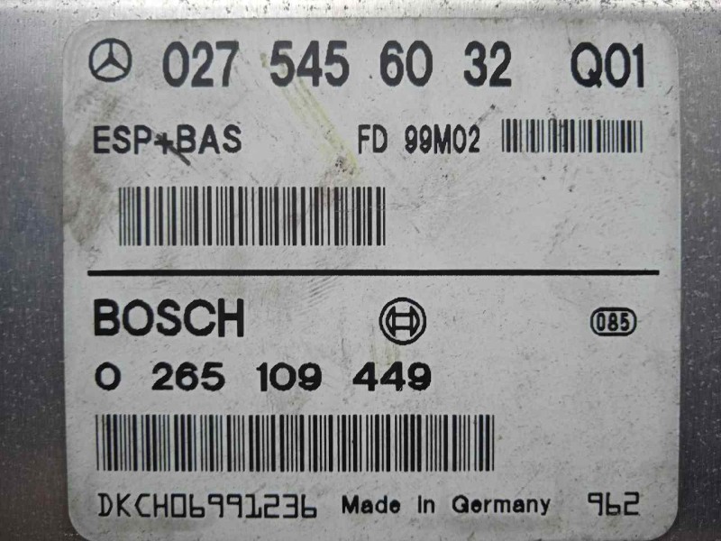 Recambio de centralita esp para mercedes-benz clase a (w168) 1.6 cat referencia OEM IAM 0275456032Q01-0265109449  