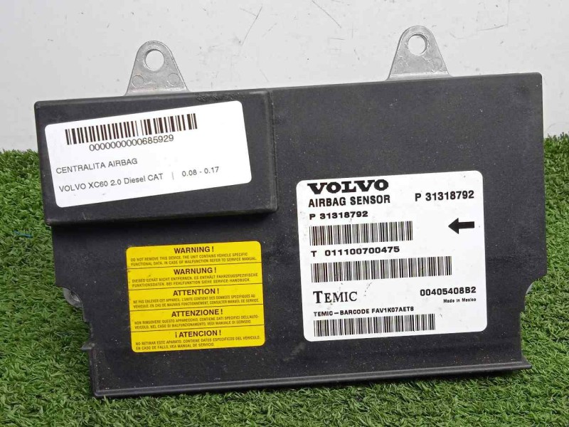 Recambio de centralita airbag para volvo xc60 2.0 diesel cat referencia OEM IAM P31318792-31318792-00405408B2  
