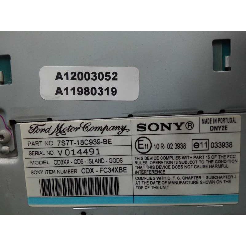 Recambio de sistema audio / radio cd para ford mondeo ber. (ca2) 2.0 tdci cat referencia OEM IAM 7S7T18C939BE-VP6M2F18C821FA SON