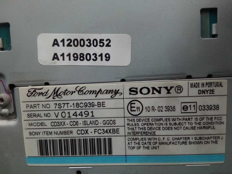 Recambio de sistema audio / radio cd para ford mondeo ber. (ca2) 2.0 tdci cat referencia OEM IAM 7S7T18C939BE-VP6M2F18C821FA SON