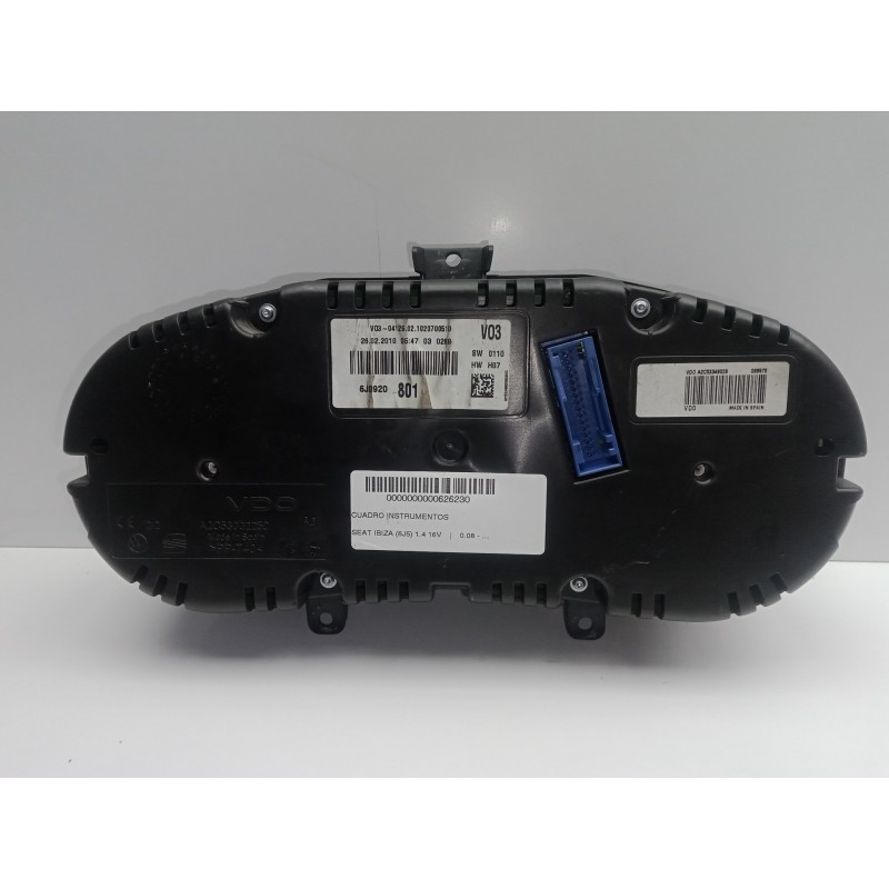 Recambio de cuadro instrumentos para seat ibiza (6j5) 1.4 16v referencia OEM IAM 6J0920801-A2C53349029 VDO 1.ENCHUFE