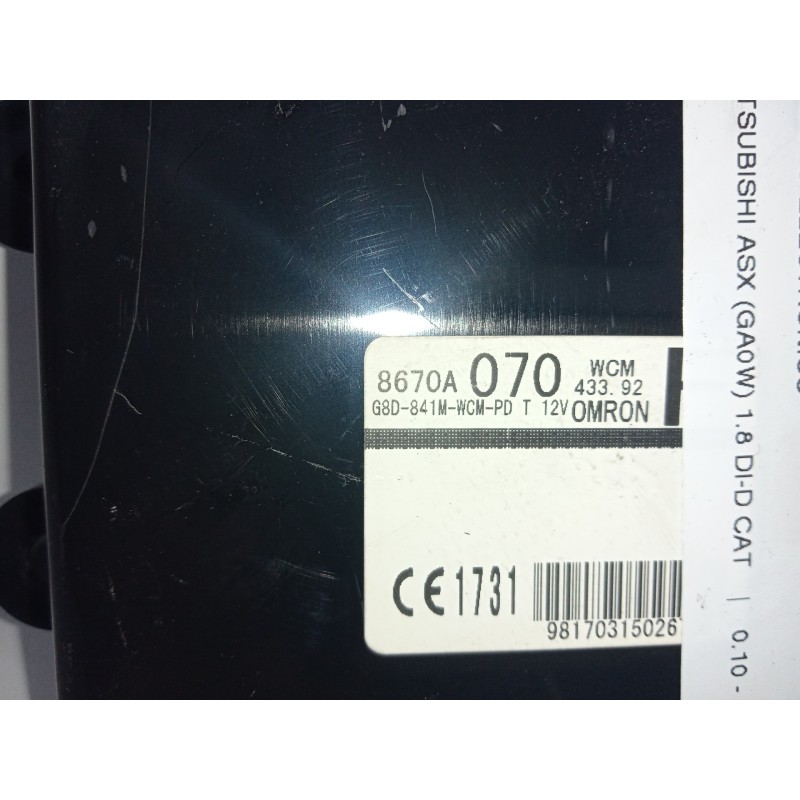 Recambio de modulo electronico para mitsubishi asx (ga0w) 1.8 di-d cat referencia OEM IAM 8670A070  