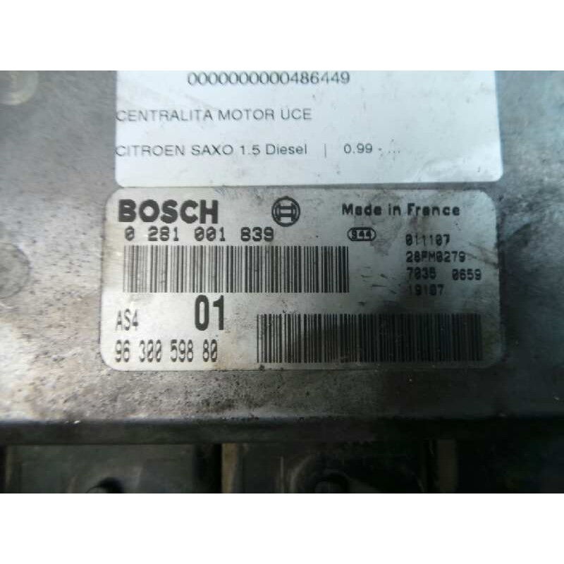Recambio de centralita motor uce para citroën saxo 1.5 diesel referencia OEM IAM 0281001839-9630059880 BOSCH 