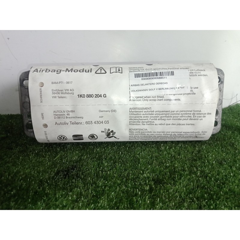 Recambio de airbag delantero derecho para volkswagen golf v berlina (1k1) 1.4 16v referencia OEM IAM 1K0880204G  