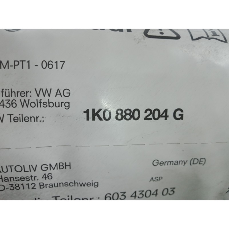 Recambio de airbag delantero derecho para volkswagen golf v berlina (1k1) 1.4 16v referencia OEM IAM 1K0880204G  