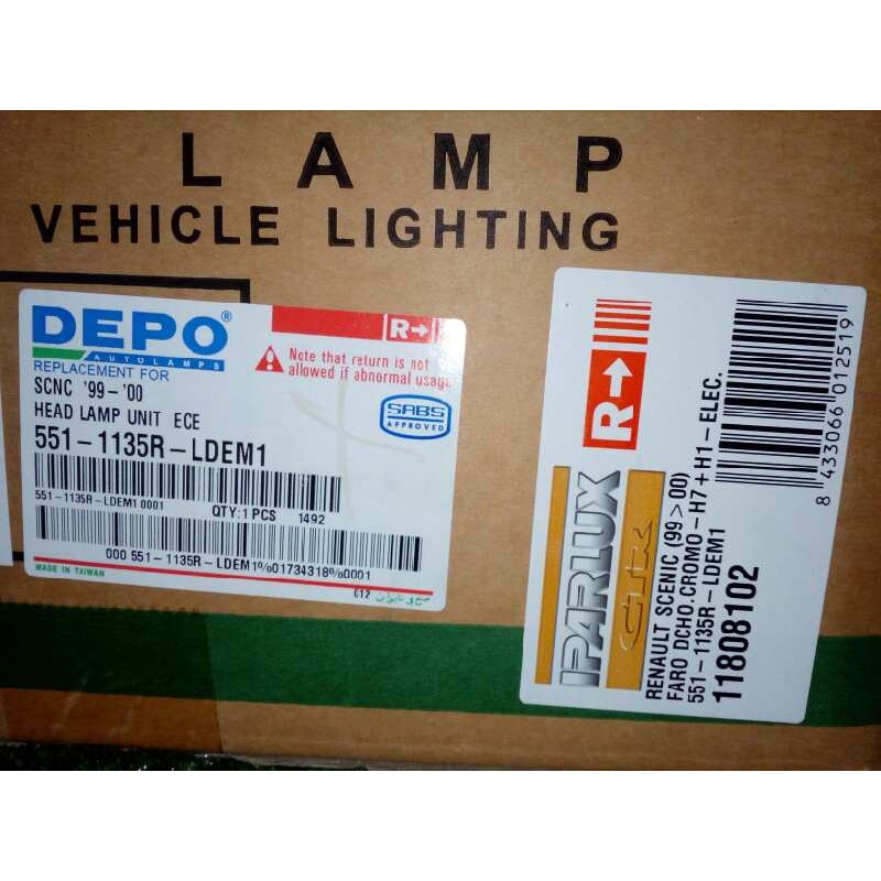 Recambio de faro derecho para renault scenic (ja..) referencia OEM IAM 11808102 99-02 - SIN USAR FONDO.CROMADO