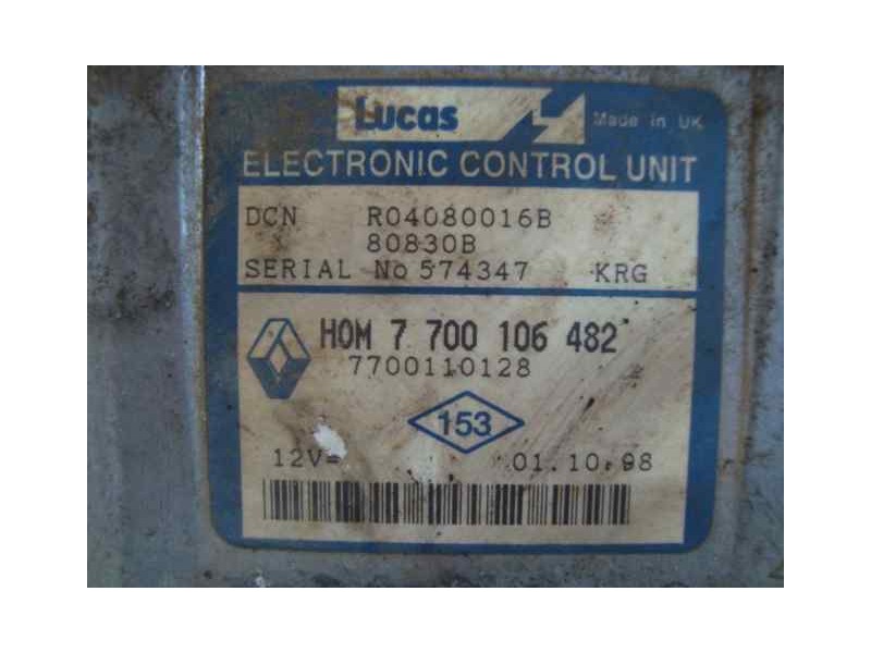 Recambio de centralita motor uce para renault trafic (desde 5.89) 1.9 diesel referencia OEM IAM R04080016B80830BHOM7700106482770