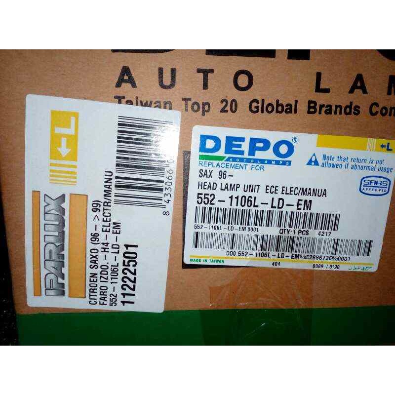 Recambio de faro izquierdo para citroën saxo referencia OEM IAM 11222501 1.SERIE SIN USAR