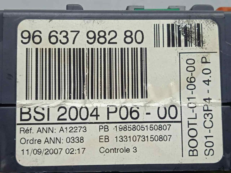 Recambio de centralita check control para peugeot 207 1.4 referencia OEM IAM 9663798280-BSI2004P0600 BSI2004P0600 