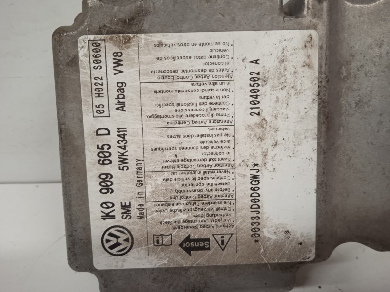 Recambio de centralita airbag para volkswagen golf v berlina (1k1) 1.9 tdi referencia OEM IAM 1K0909605D-5WK43411 SIEMENS 