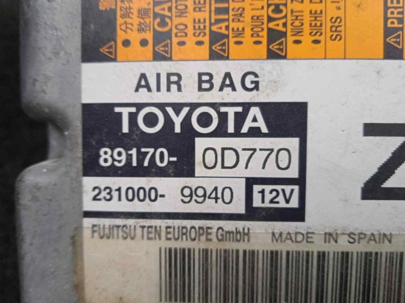 Recambio de centralita airbag para toyota yaris 1.5 16v cat (híbrido) referencia OEM IAM 891700D770-2310009940  