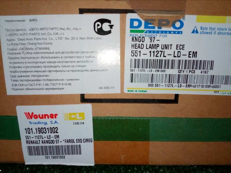 Recambio de faro izquierdo para renault kangoo (f/kc0) referencia OEM IAM 11806501 98-03 SIN USAR