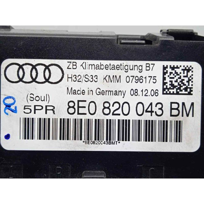 Recambio de mando climatizador para audi a4 avant (8e) 2.0 tdi referencia OEM IAM 8E0820043BM  