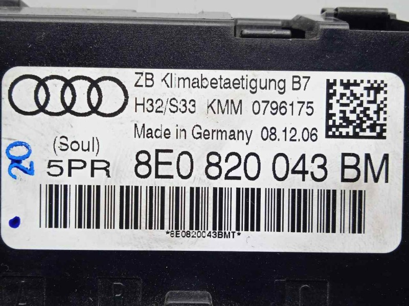 Recambio de mando climatizador para audi a4 avant (8e) 2.0 tdi referencia OEM IAM 8E0820043BM  