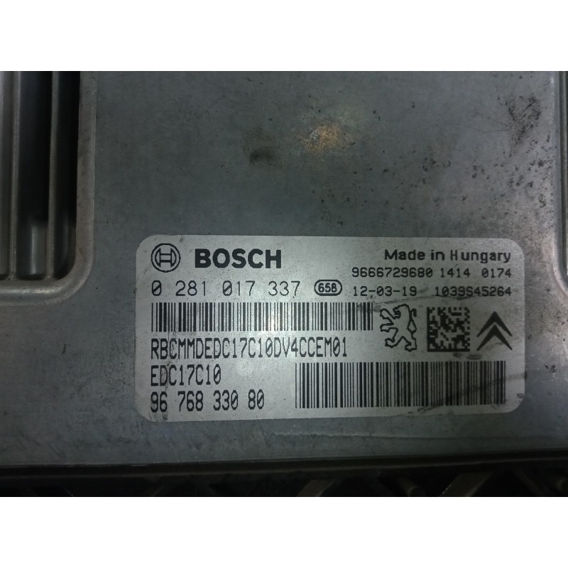 Recambio de centralita motor uce para citroën c3 1.4 hdi referencia OEM IAM 0281017337-9676833080-EDC17C10  