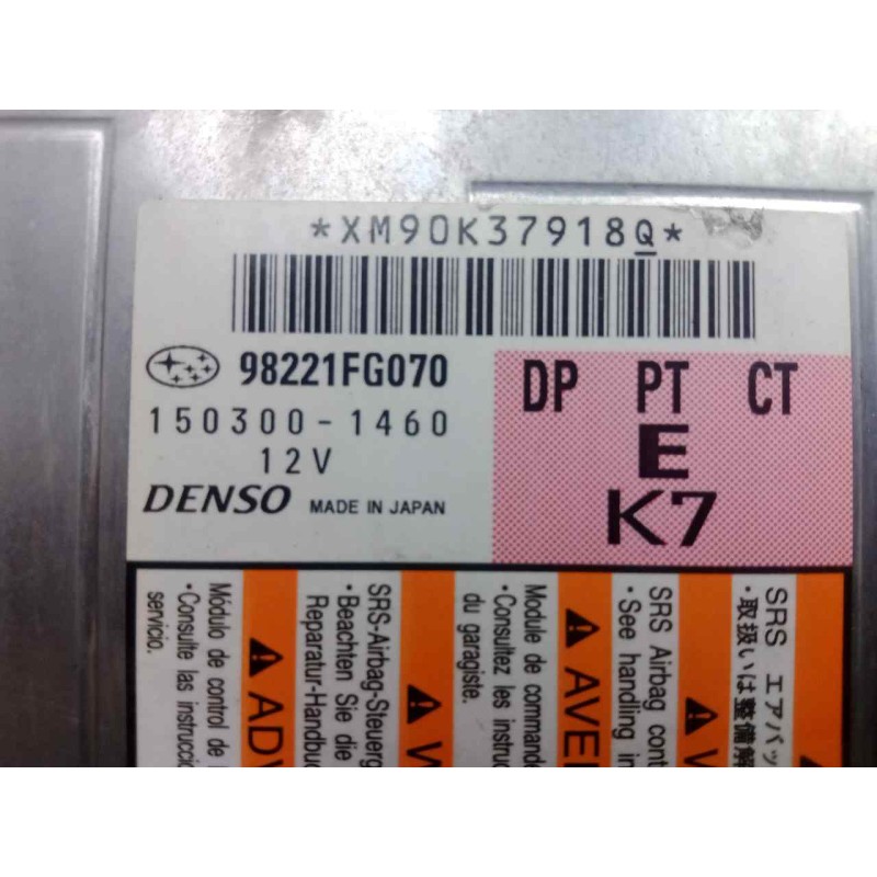 Recambio de centralita airbag para subaru impreza g12 2.0 cat referencia OEM IAM 98221FG070-1503001460  