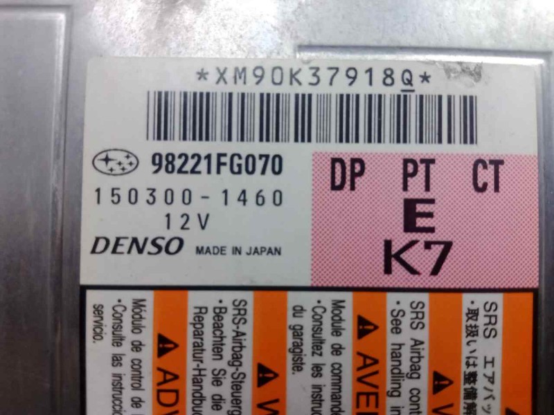 Recambio de centralita airbag para subaru impreza g12 2.0 cat referencia OEM IAM 98221FG070-1503001460  