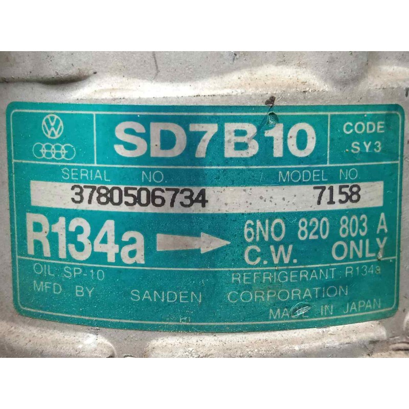 Recambio de compresor aire acondicionado para volkswagen polo berlina (6n1) referencia OEM IAM SD7B107158 SANDEN SD7B10