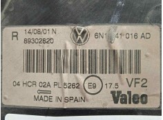 Recambio de faro derecho para volkswagen polo berlina (6n2) 1.4 referencia OEM IAM 6N1941016AD-89302820 00-02 TRANSPARENTE - CON 2