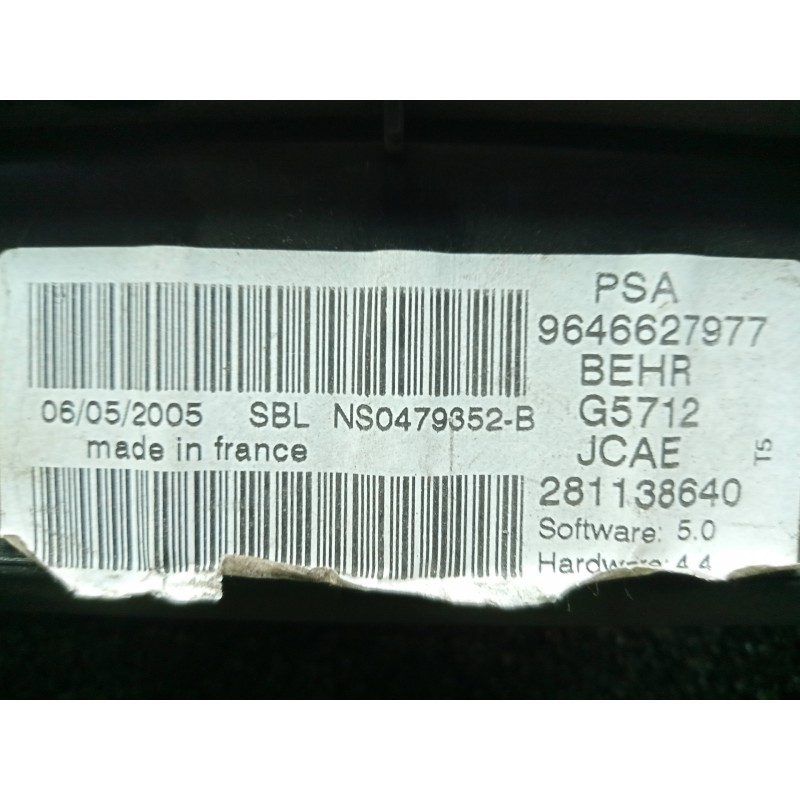 Recambio de mando climatizador para peugeot 307 (s1) referencia OEM IAM 9646627977-281138640  