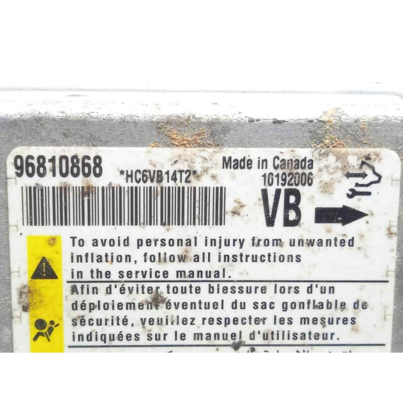 Recambio de centralita airbag para chevrolet captiva 2.0 diesel cat referencia OEM IAM 96810868-10192006  