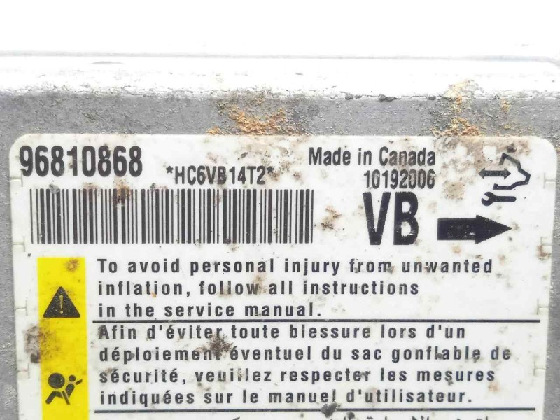 Recambio de centralita airbag para chevrolet captiva 2.0 diesel cat referencia OEM IAM 96810868-10192006  