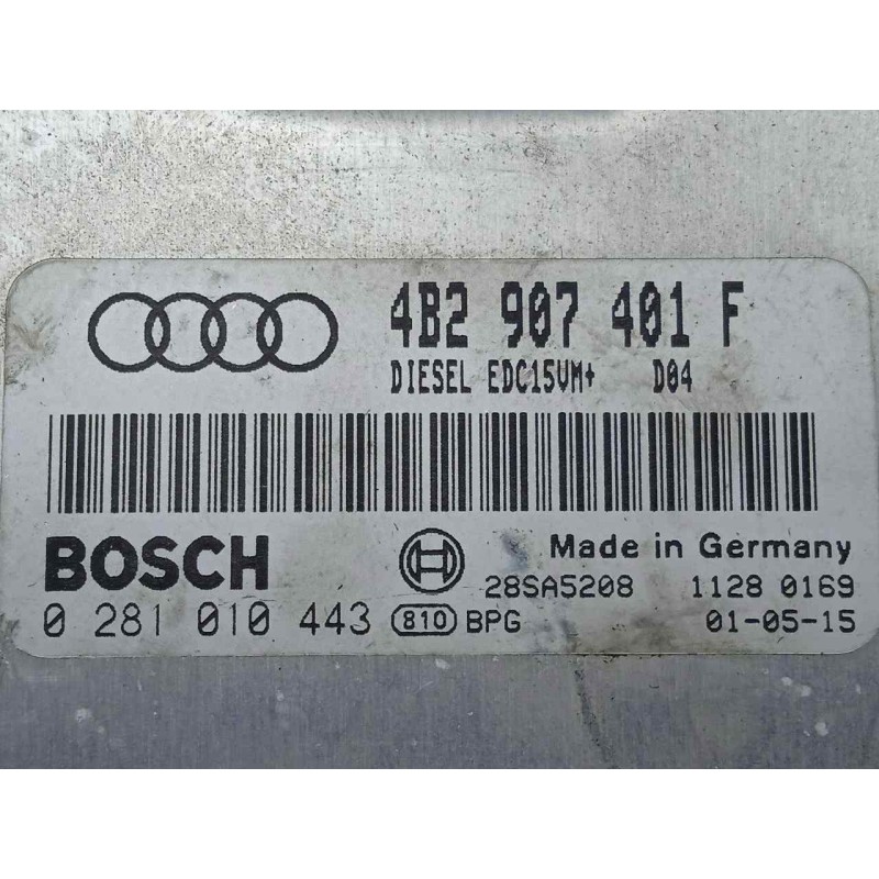 Recambio de centralita motor uce para audi a6 berlina (4b2) 2.5 tdi quattro referencia OEM IAM 0281010433-4B2907401F-EDC15VM+ ED
