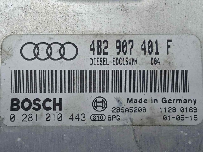 Recambio de centralita motor uce para audi a6 berlina (4b2) 2.5 tdi quattro referencia OEM IAM 0281010433-4B2907401F-EDC15VM+ ED