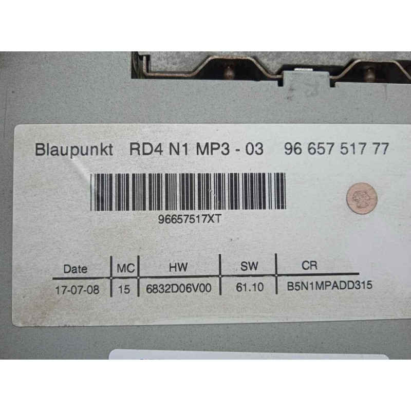 Recambio de sistema audio / radio cd para citroën c4 coupe 1.6 16v referencia OEM IAM 9665751777  