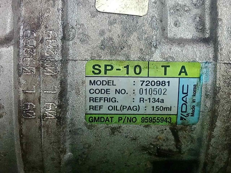 Recambio de compresor aire acondicionado para chevrolet aveo 1.2 cat referencia OEM IAM 95955943-95955941 4.CANALES 