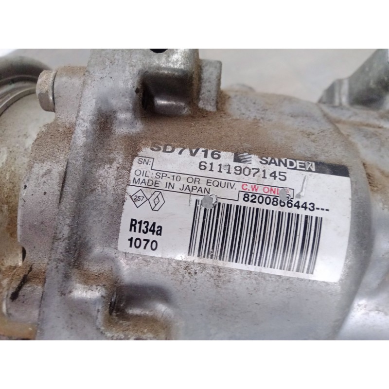 Recambio de compresor aire acondicionado para dacia sandero stepway referencia OEM IAM 8200866443-6111907145-SD7V16-SANDEN  