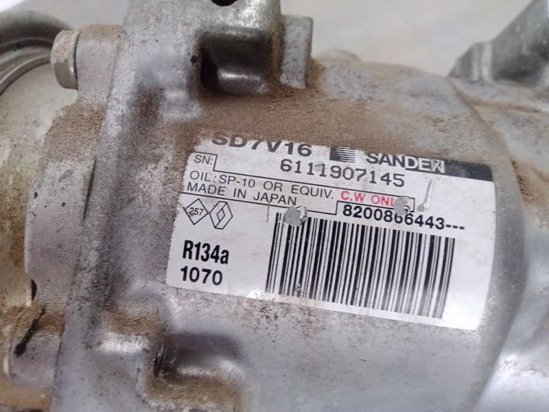 Recambio de compresor aire acondicionado para dacia sandero stepway referencia OEM IAM 8200866443-6111907145-SD7V16-SANDEN  