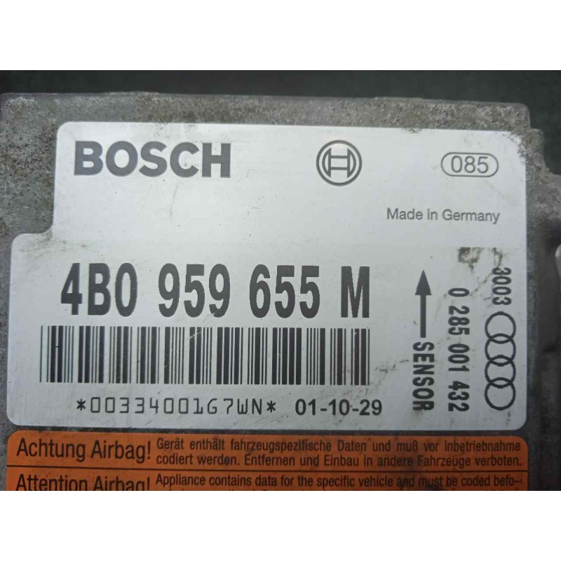 Recambio de centralita airbag para audi a6 berlina (4b2) 1.9 tdi referencia OEM IAM 0285001432-4B0959655M BOSCH 